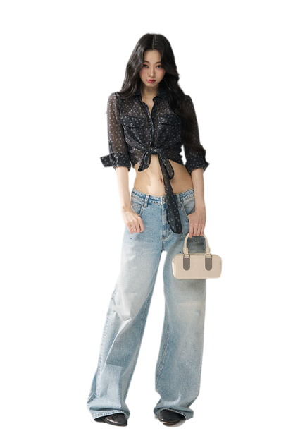Floral Sheer Tie Shirt