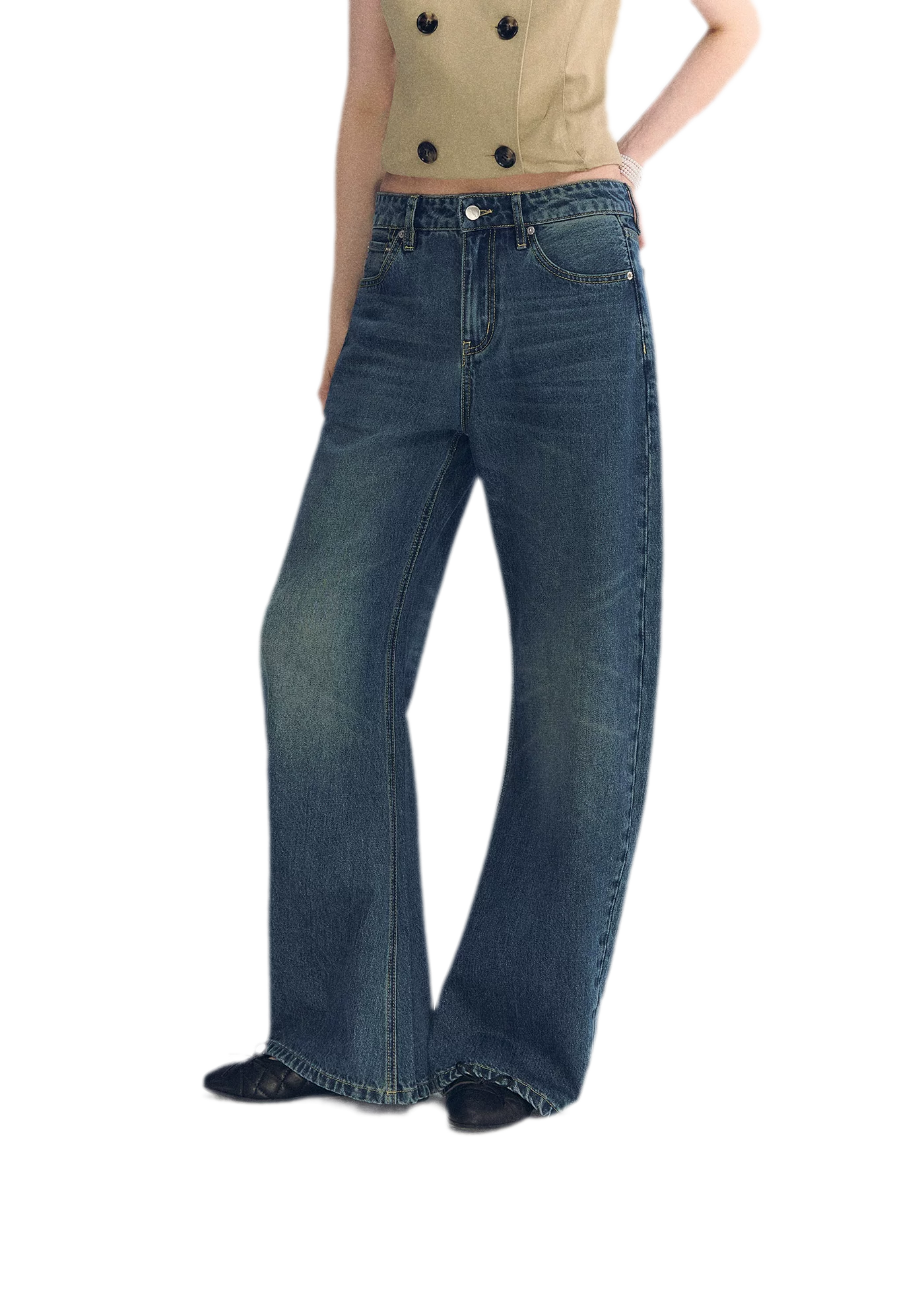Vintage Wash Wide-Leg Jeans