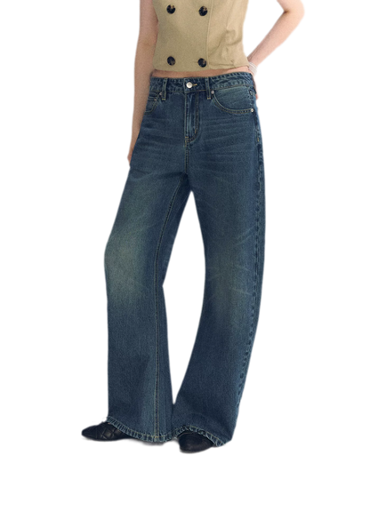 Vintage Wash Wide-Leg Jeans