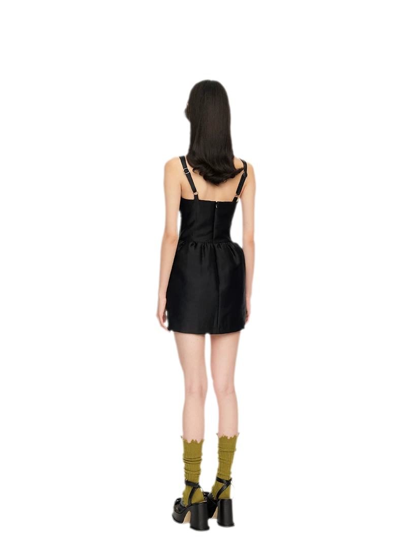 Elegant Wide Strap Bow Long Dress