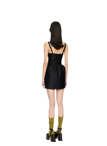 Elegant Wide Strap Bow Long Dress