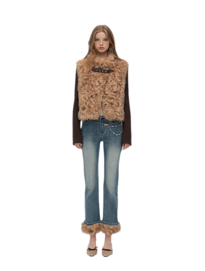 Detachable Sleeve Faux Fur Vest
