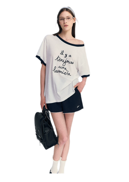 Contrast Rib Knit T-Shirt