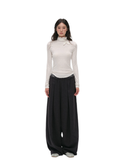 Lyocell Bow High-Neck T-Shirt