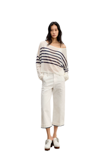 Maglia a righe con spalla obliqua