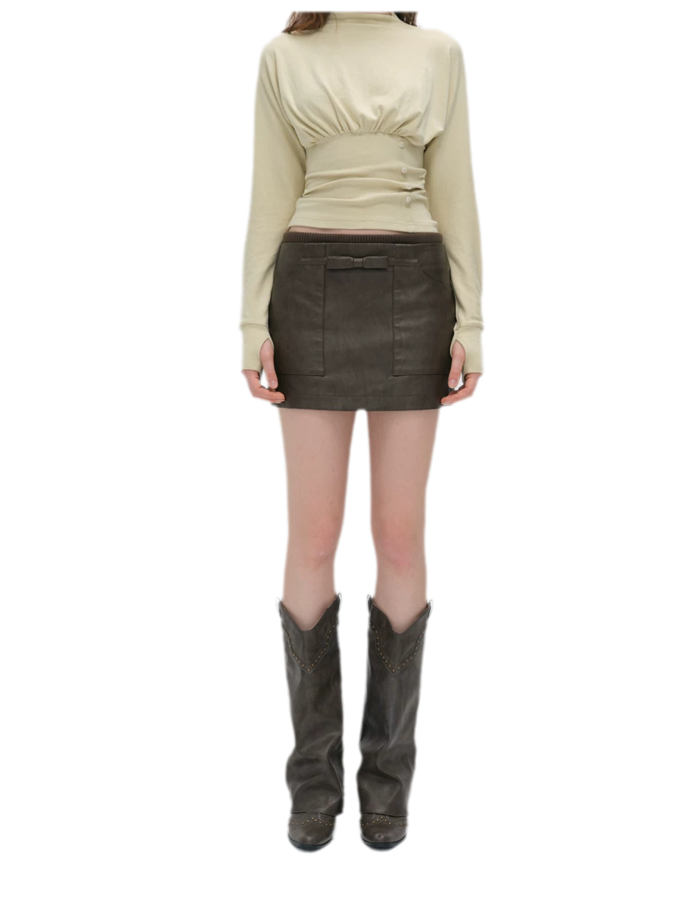 Textured Bow Mini Skirt