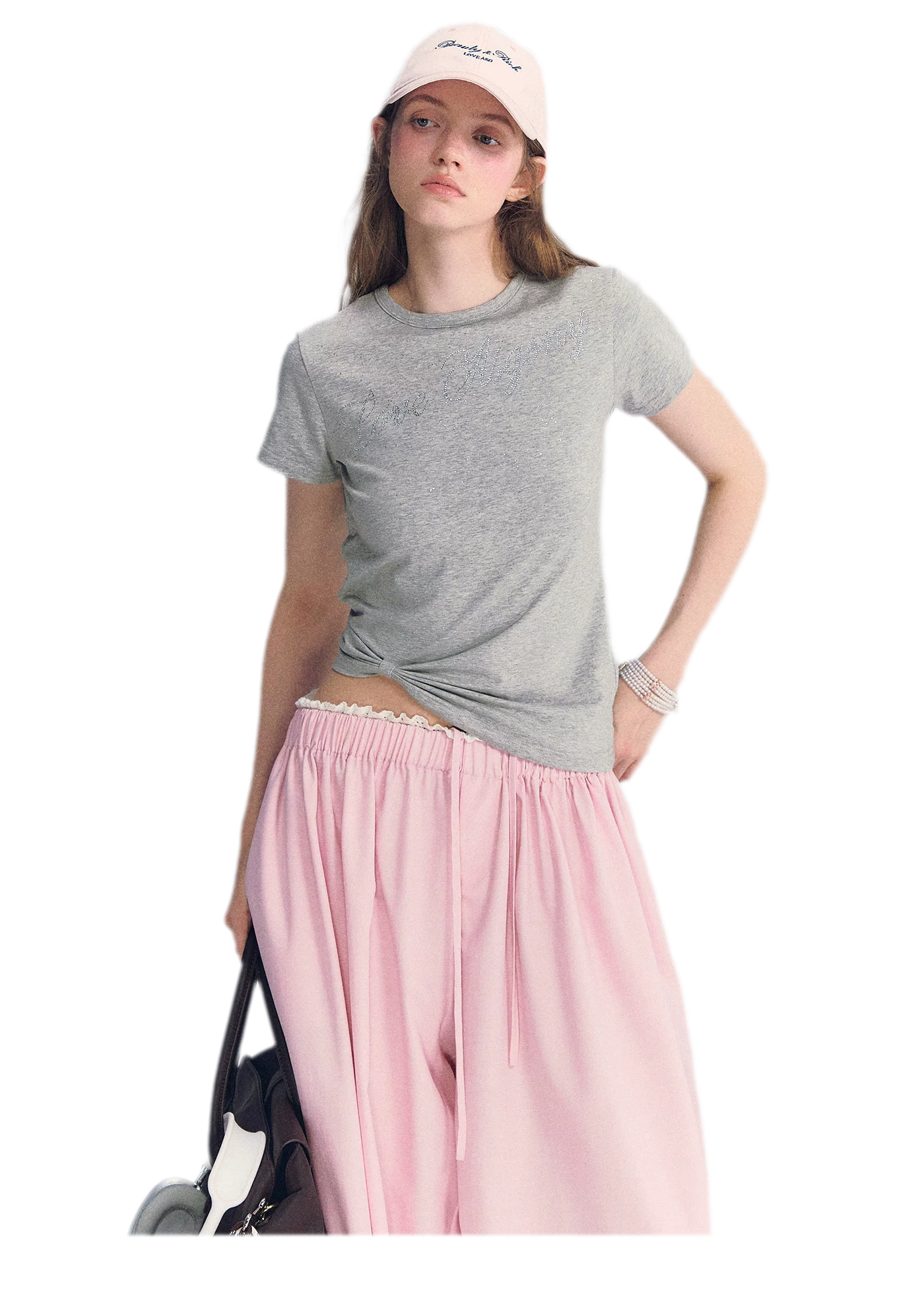 Rhinestone Twisted Hem Tee