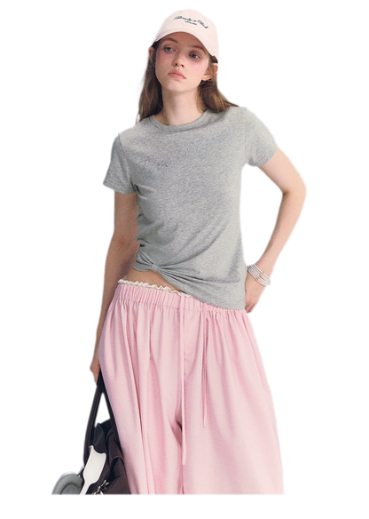 Rhinestone Twisted Hem Tee