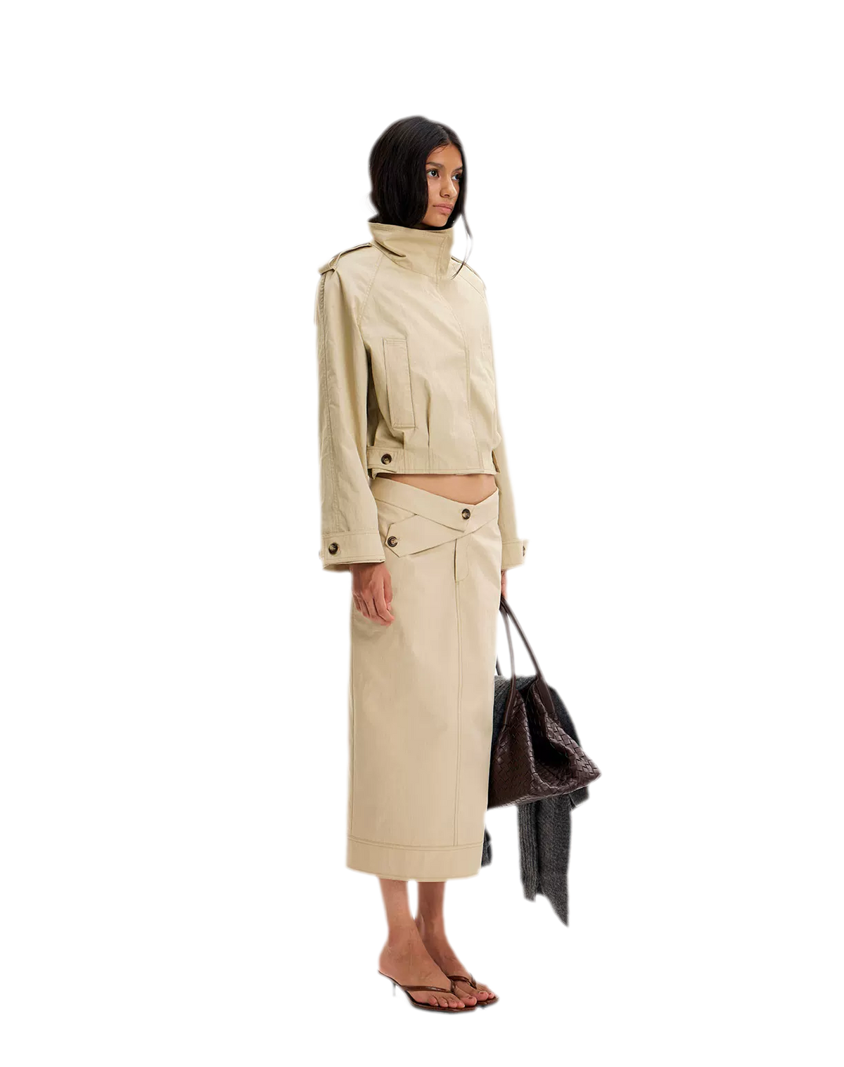 Structured High-Waisted Midi Skirt