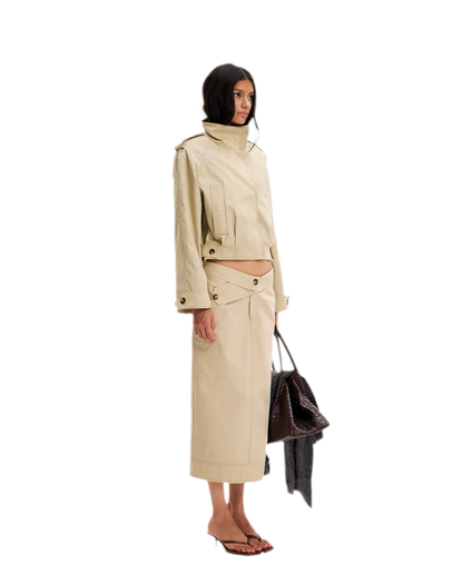 Structured High-Waisted Midi Skirt