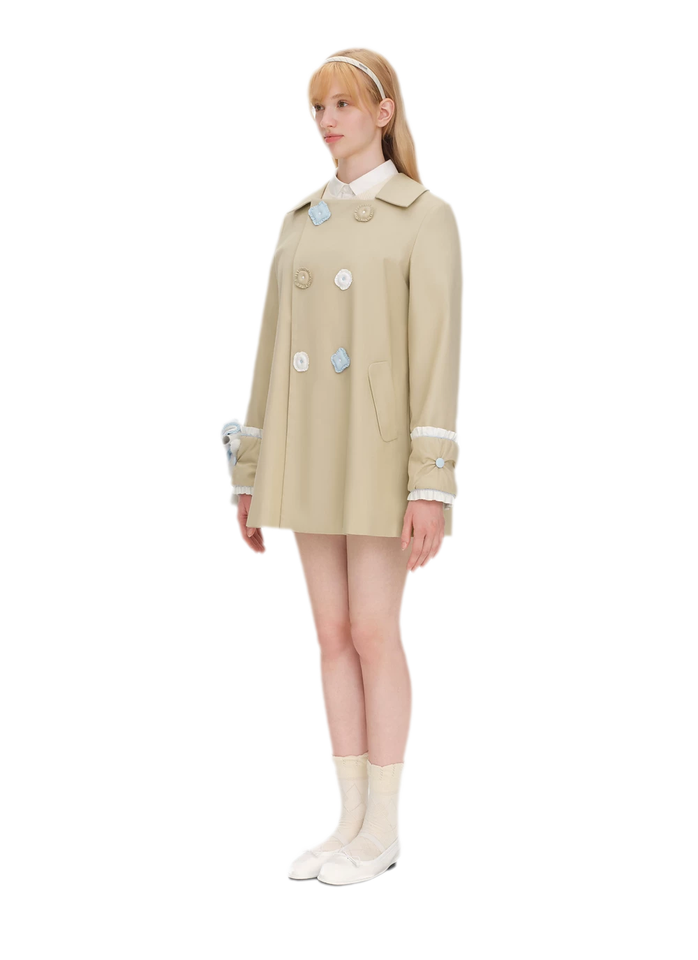 Textured Cotton Double-Breasted Trench Dress
