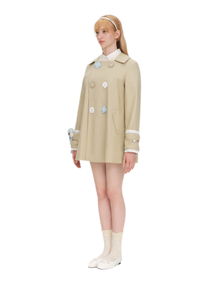 Textured Cotton Double-Breasted Trench Dress
