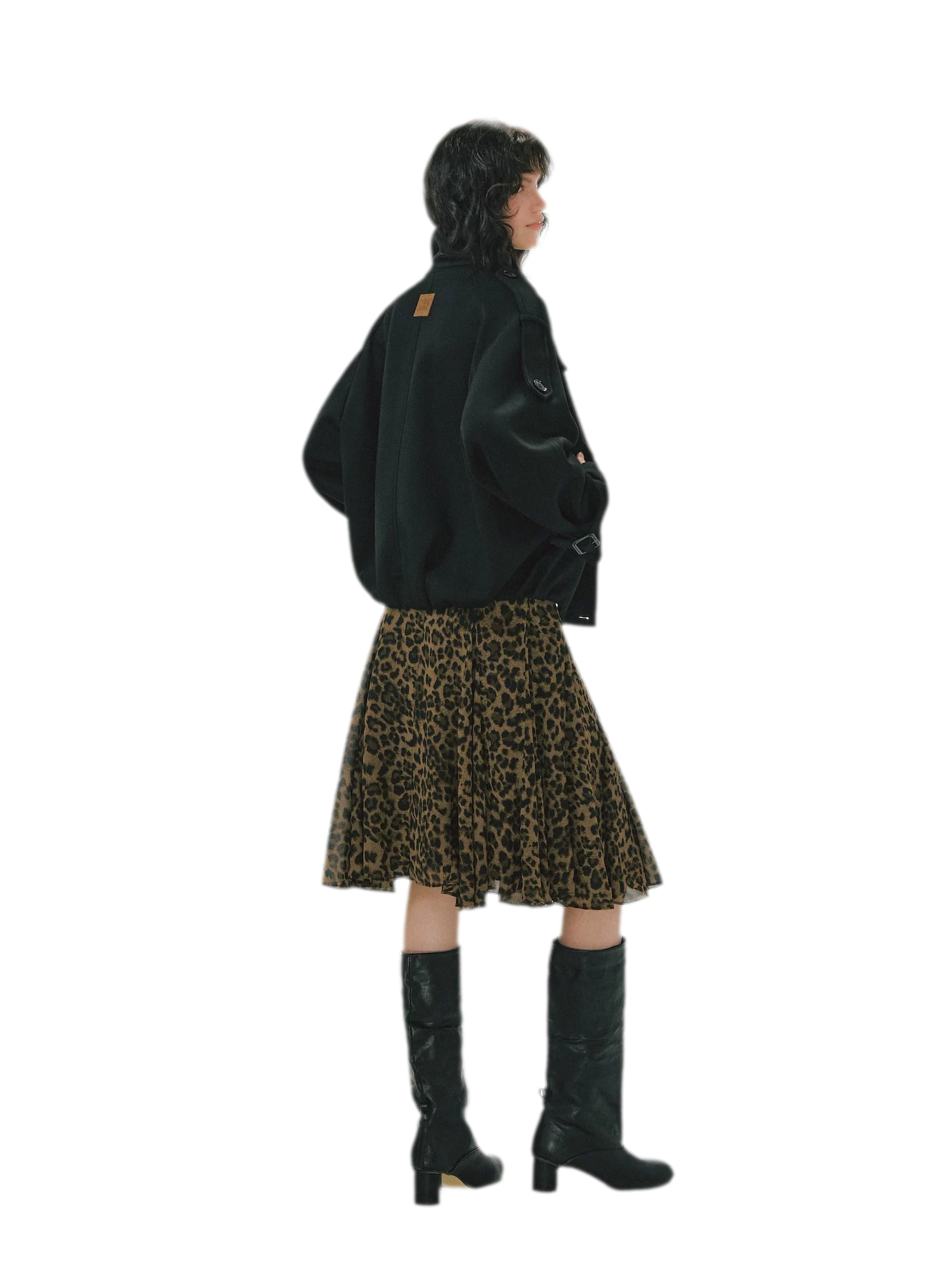 Heathered Cropped Oversized Jacket