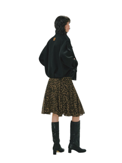 Heathered Cropped Oversized Jacket