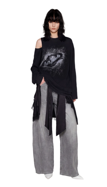 Wax-Dyed Cutout Graphic T-Shirt
