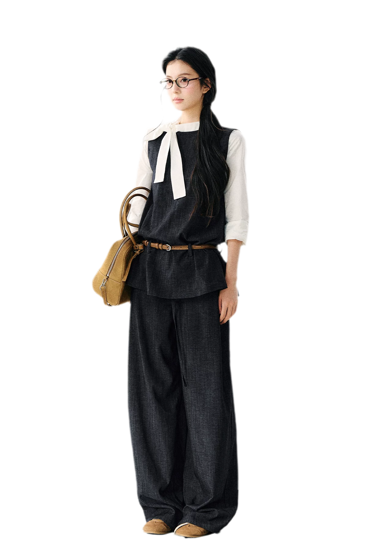 Faux Linen Wide Jeans