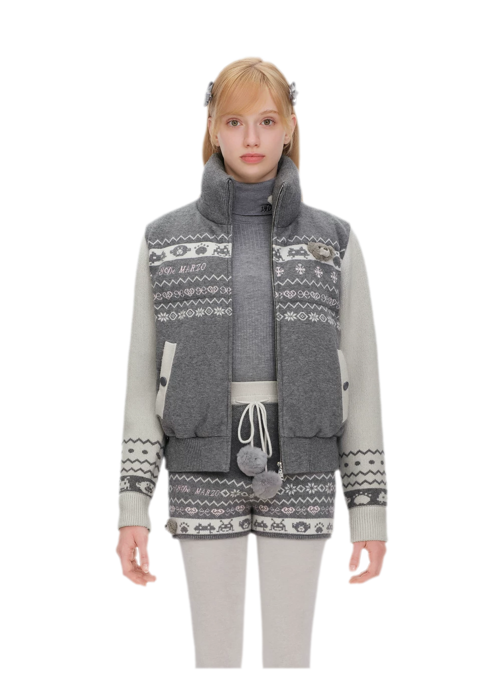 Fair Isle Cropped Down Jacket
