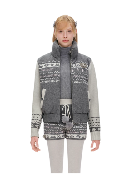 Fair Isle Cropped Down Jacket