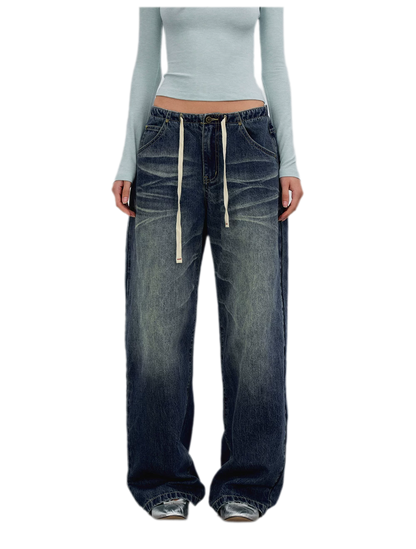 Vintage Wash Wide-Leg Jeans