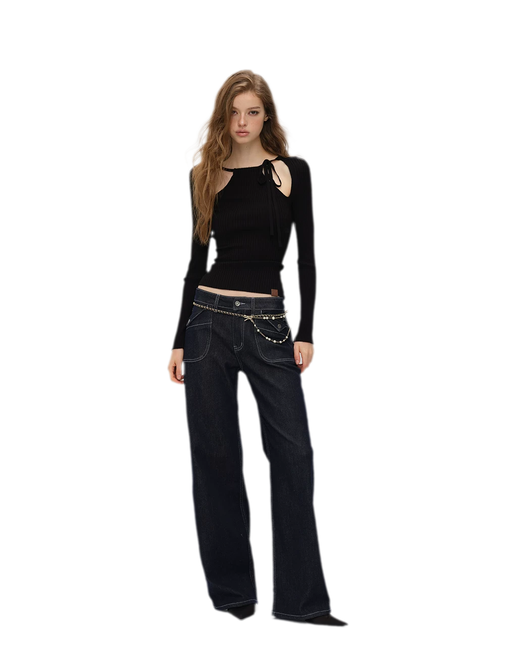 Ribbed Cutout Adjustable-Strap Knit Top