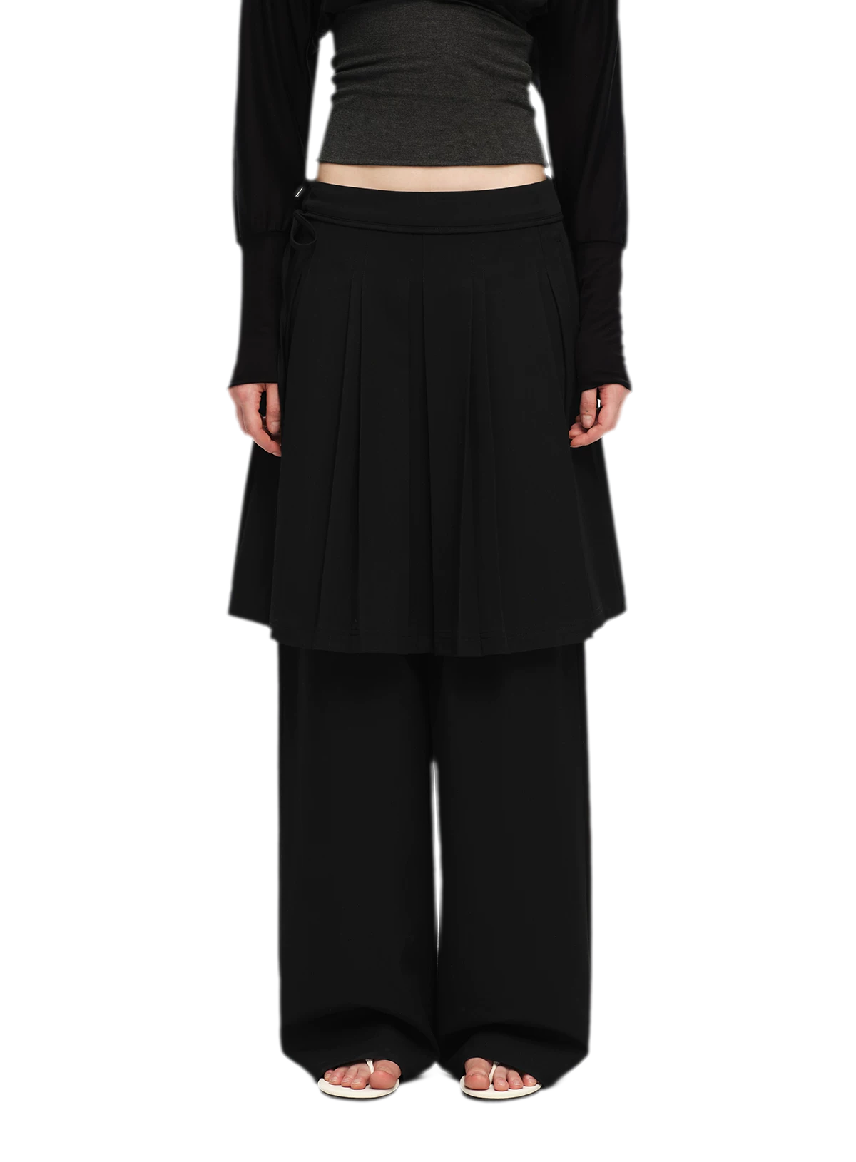 Pleated Layered Skirt Pants