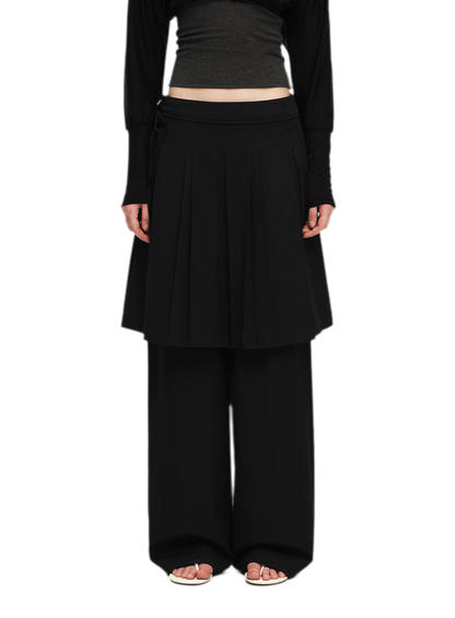 Pleated Layered Skirt Pants