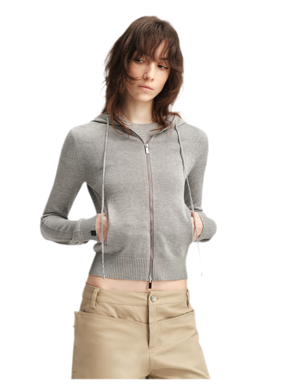 Viscose Honeycomb Hooded Cardigan