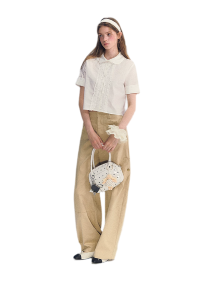 Lace Collar Cotton Shirt