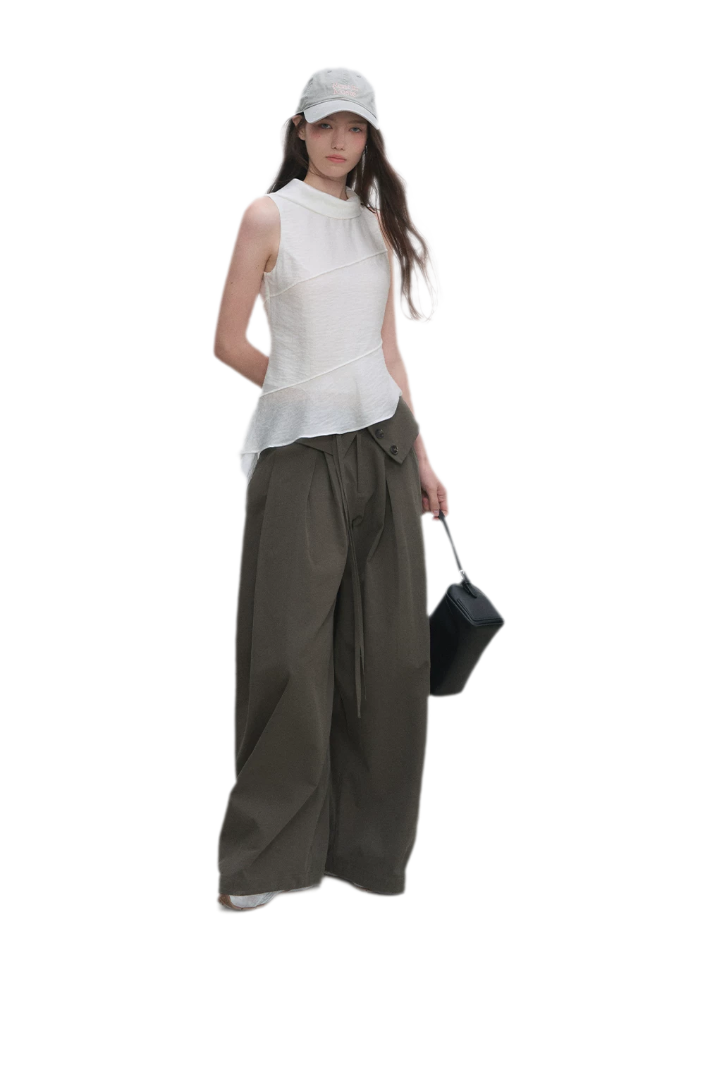 Lyocell Pleated Wide-Leg Trousers