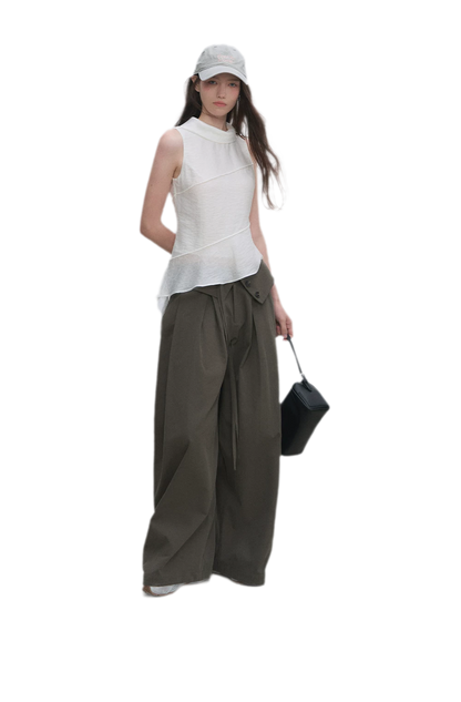 Lyocell Pleated Wide-Leg Trousers
