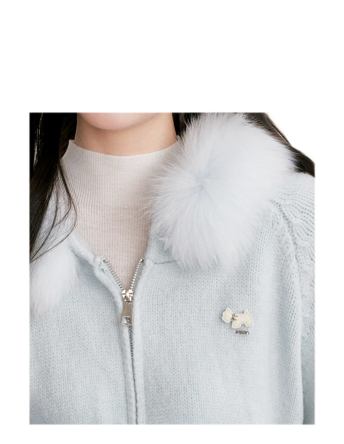 Fur Collar Knit Hoodie