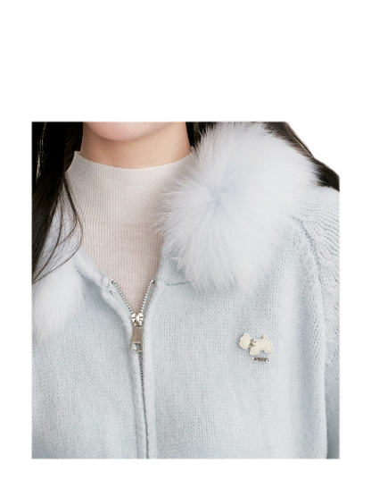Fur Collar Knit Hoodie
