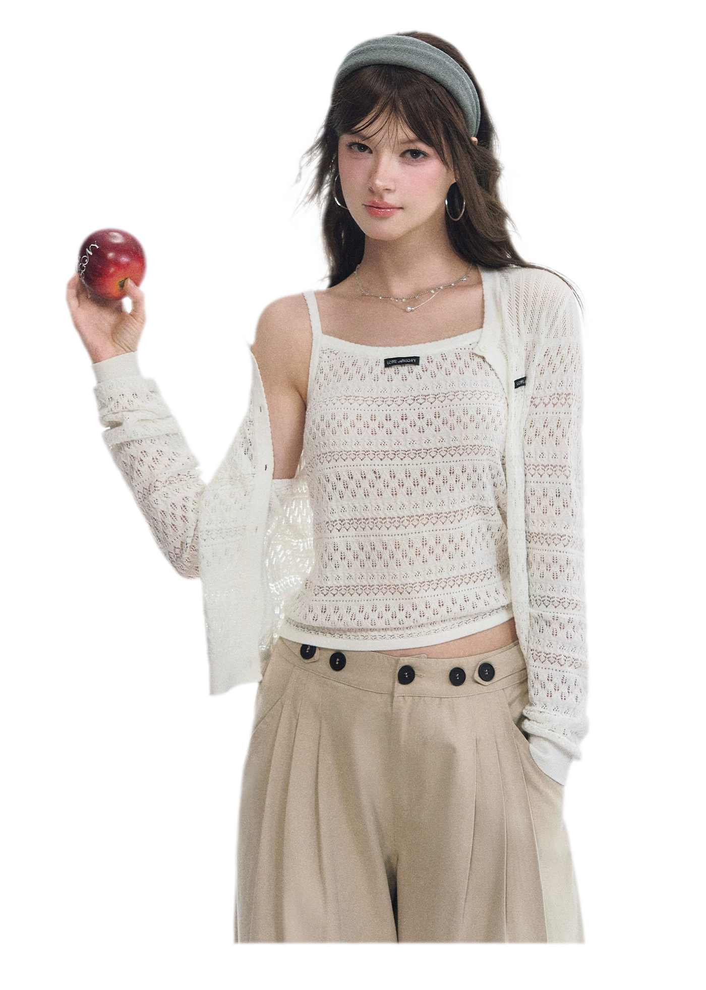 Openwork Cropped Knit Set