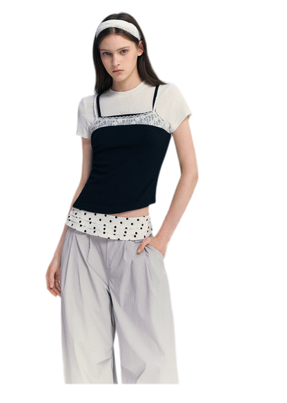 Lace Trim Layered Tee