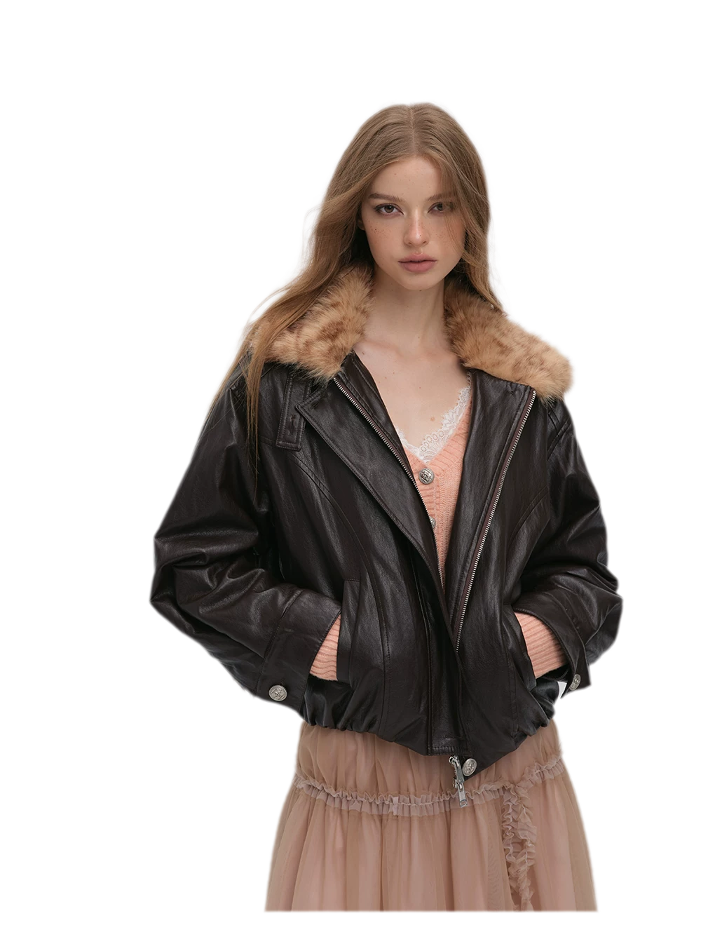 Metallic Leopard Collar Jacket