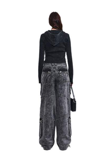 Retro Workwear Wide-Leg Pants