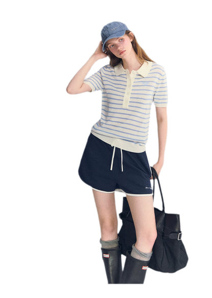 Striped Embroidered Polo
