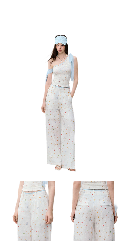 Printed Wide-Leg Pants