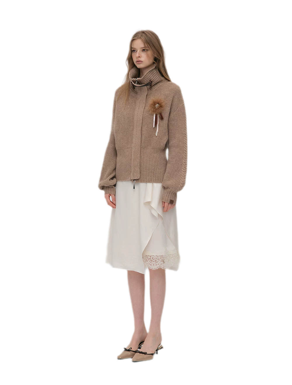 Waffle Knit Toggle Collar Cardigan