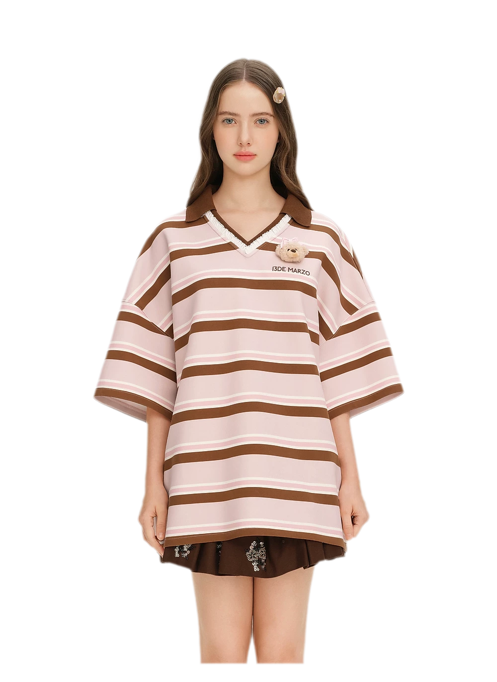 Floral Stripe Polo Tee