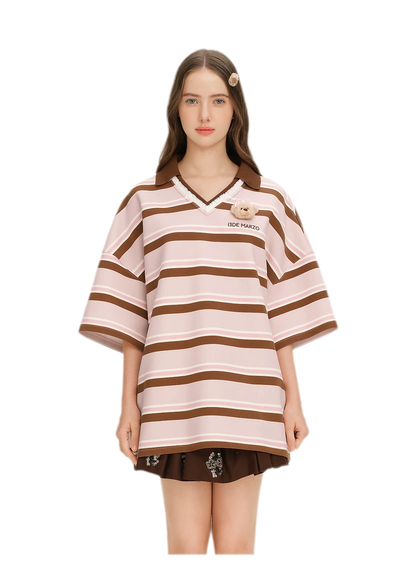 Floral Stripe Polo Tee