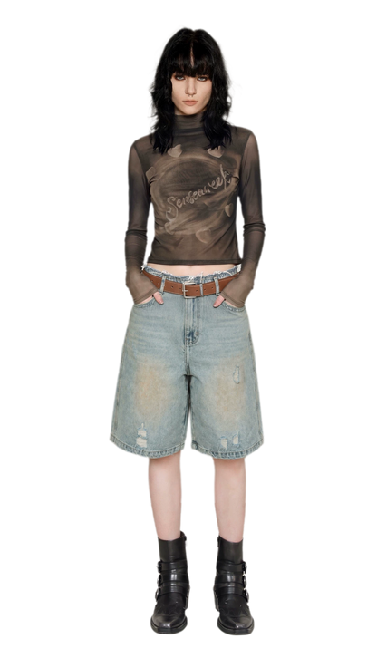 Gradient Eclipse Mesh Turtleneck