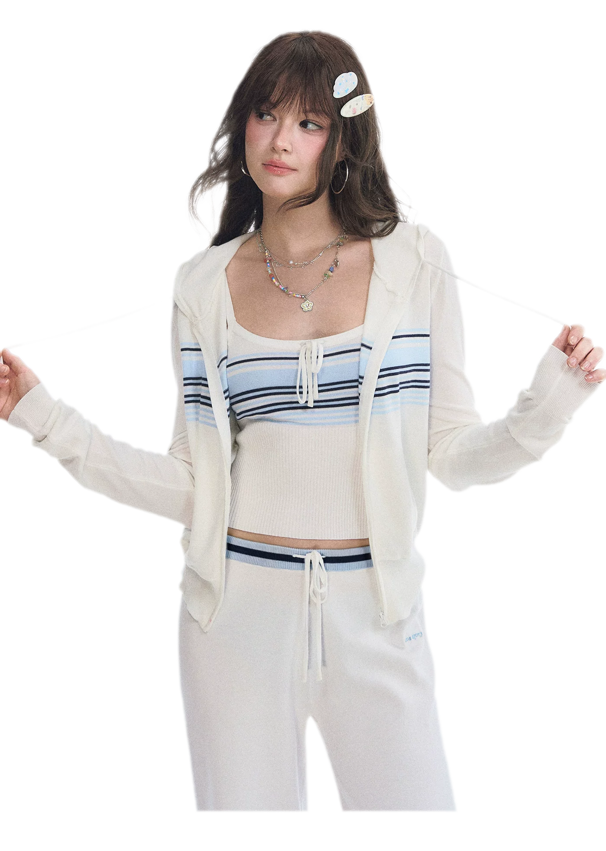 Striped Hooded Three-Piece Set