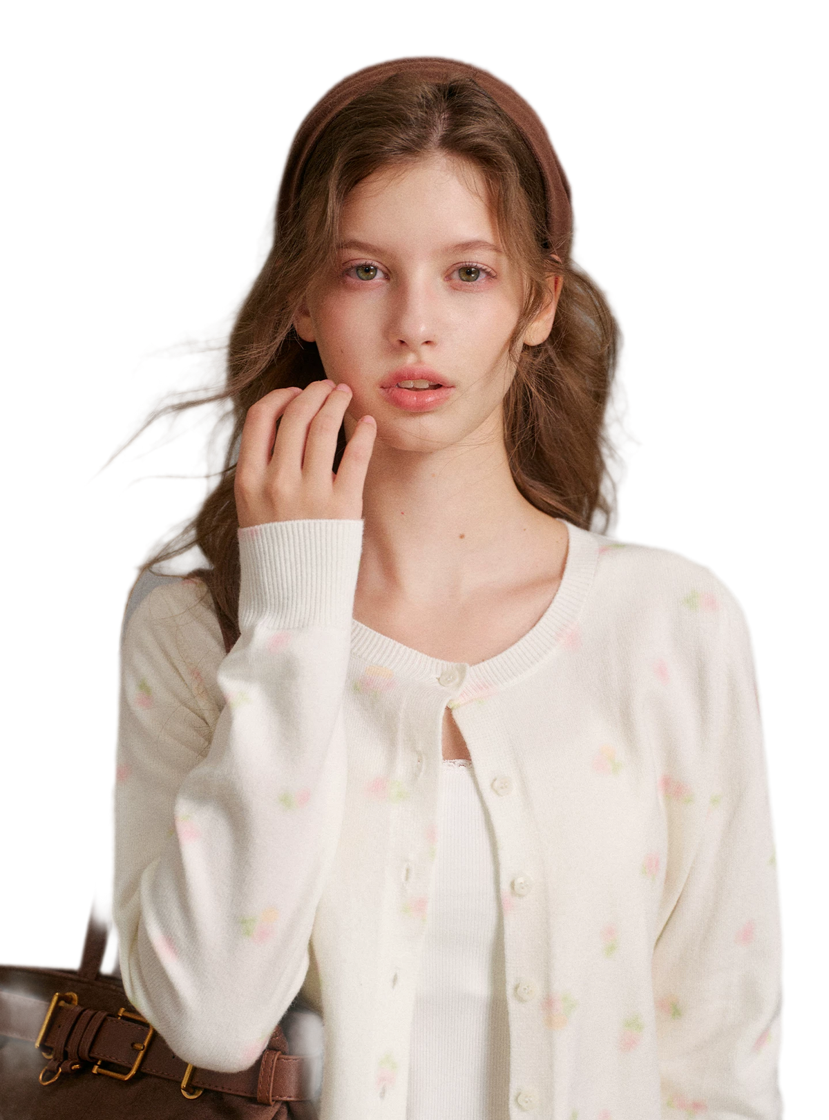 Tencel Wool Rose Print Cardigan