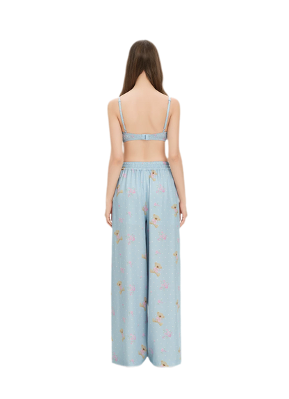 Floral Print Wide-Leg Trousers