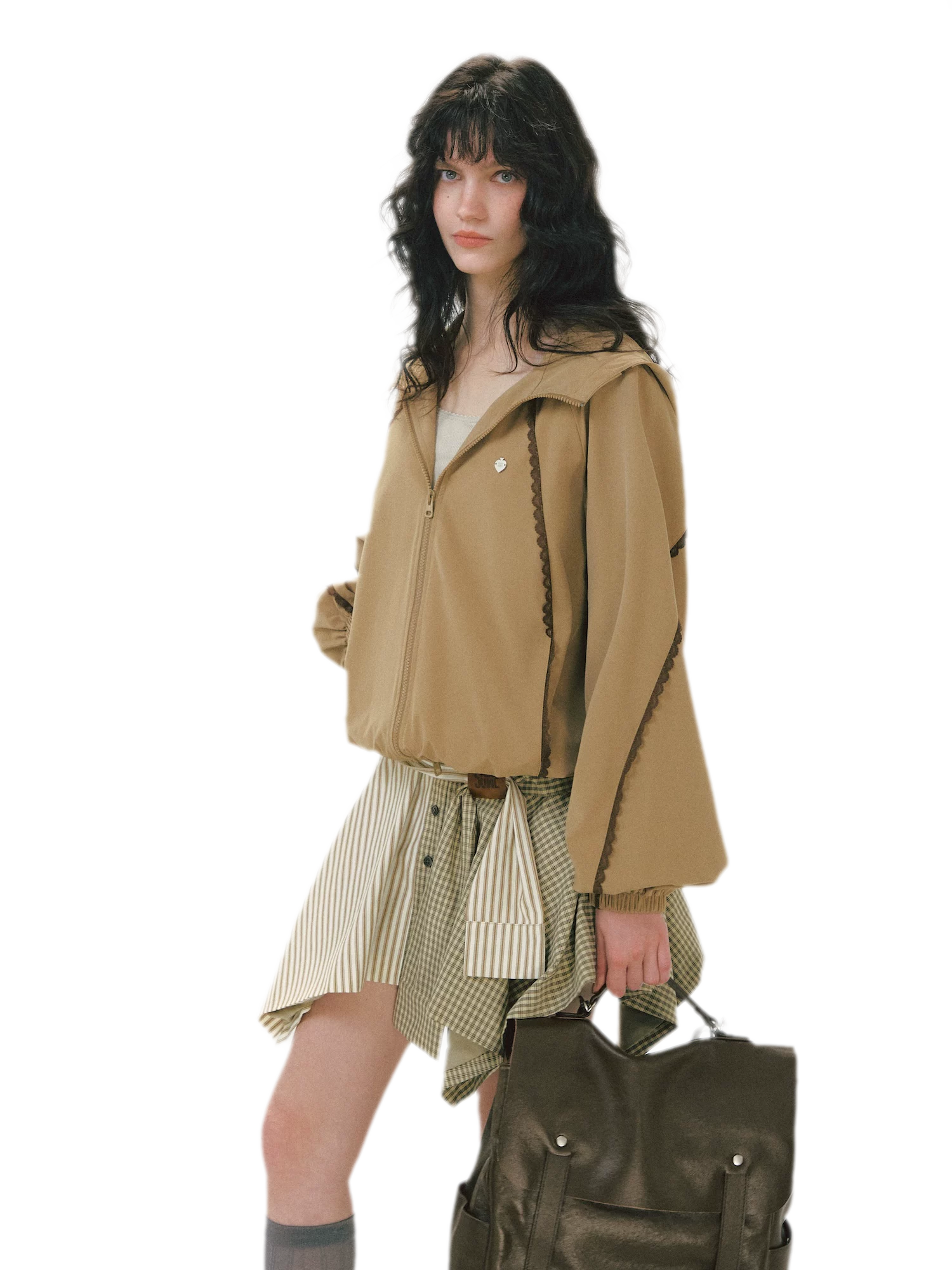 Lace Panel Hooded Jacket