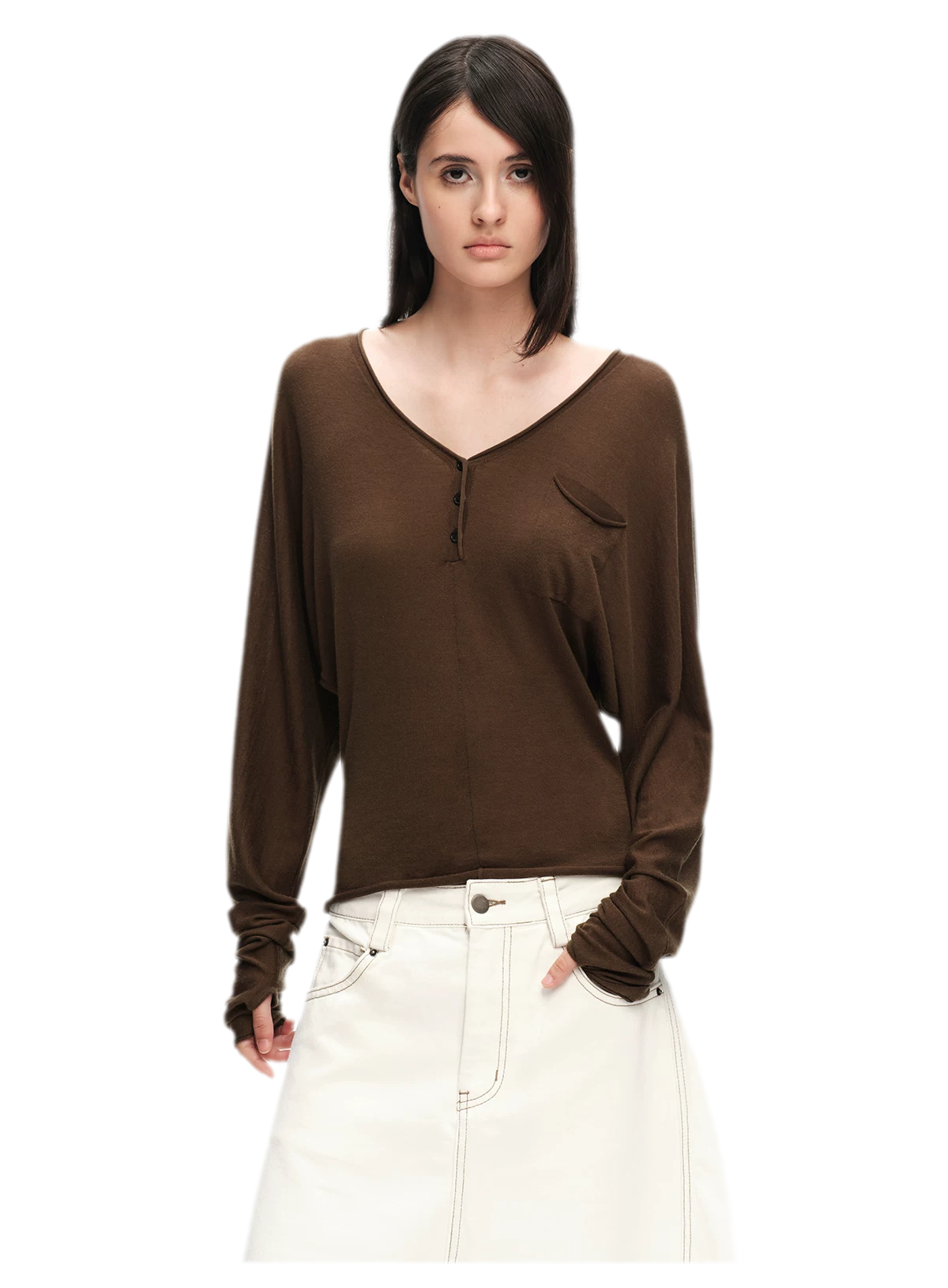 Lyocell Wool V-Neck Top