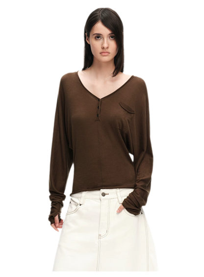 Lyocell Wool V-Neck Top