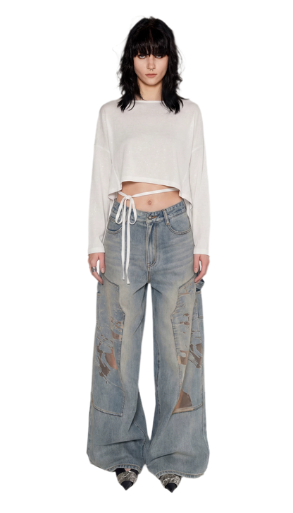 Silver Thread Off-Shoulder Top