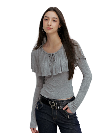 Tie-Neck Ruffle Top